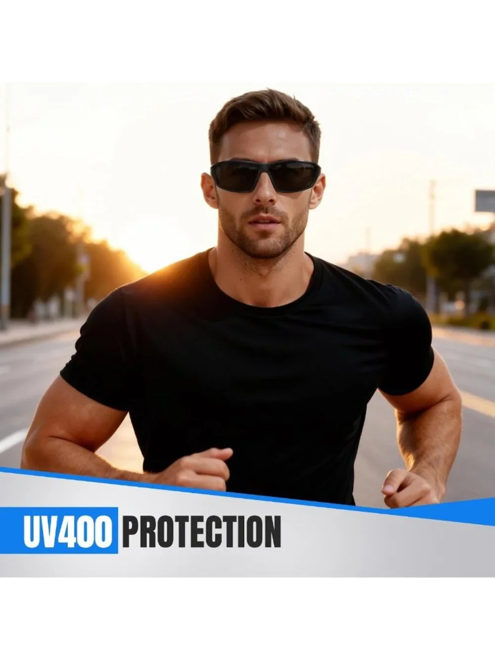 Men's Polarized Sports Sunglasses - UV Protection Wrap Around for Fishing